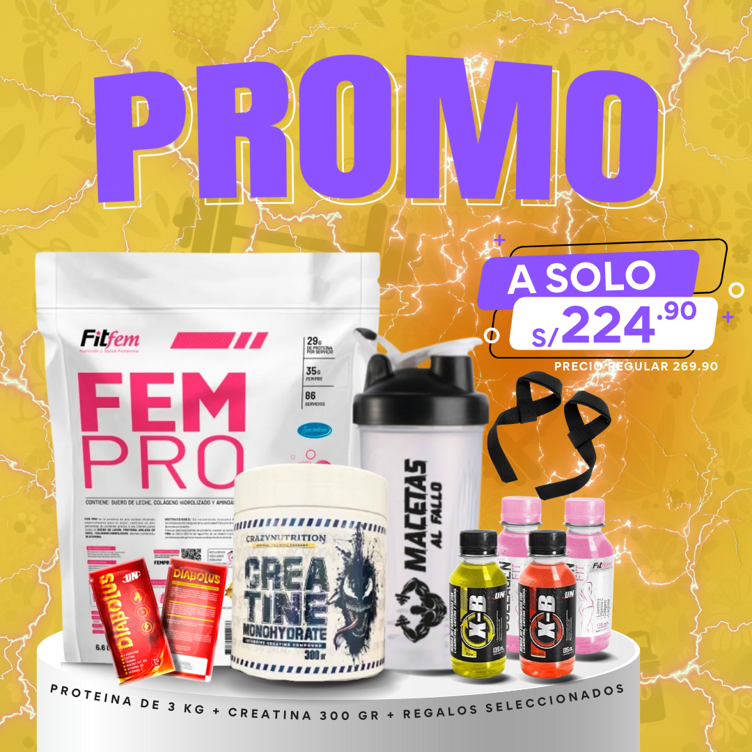 🚨PROMO FALLO🚨FEM PRO 3KG + CREATINA CRAZY NUTRITION 300G