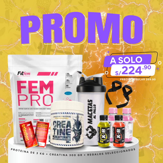 🚨PROMO FALLO🚨FEM PRO 3KG + CREATINA CRAZY NUTRITION 300G